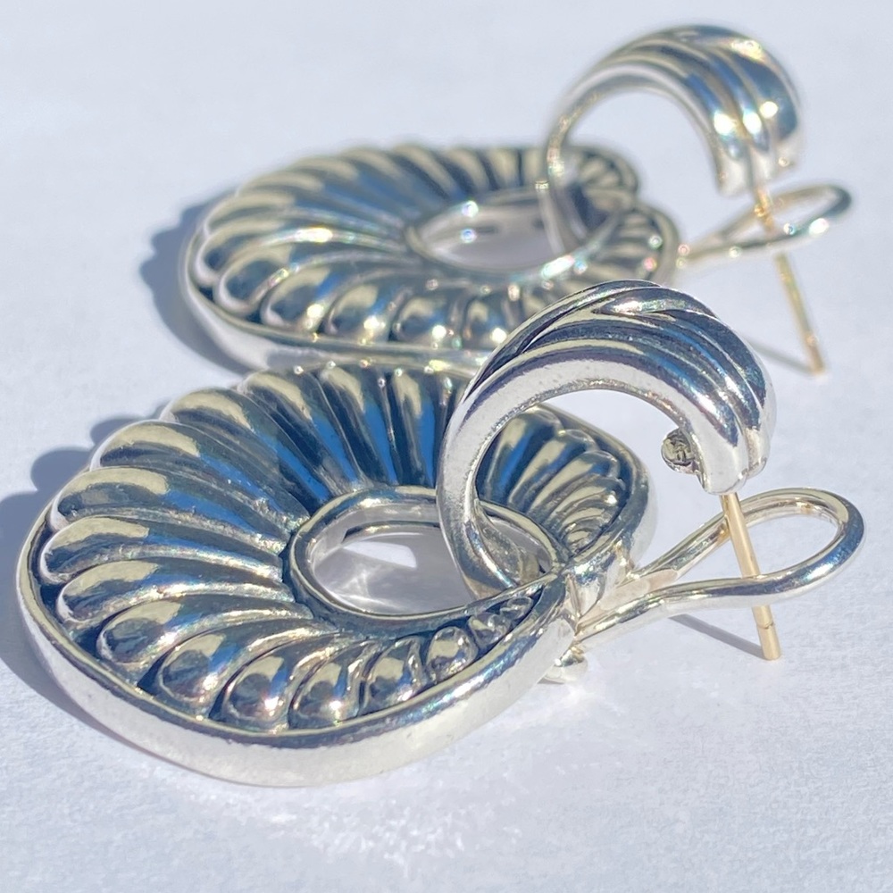 Vintage LAGOS 925/14KT post Chi Chi round fluted earrings✨ - Picture 9 of 16
